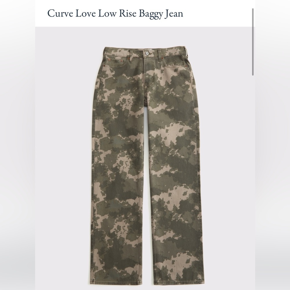 Abercrombie & Fitch Curve Love Low Rise Baggy Camouflage Pants
